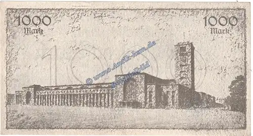 Stuttgart , Banknote 1.000 Mark Schein in kfr. Müller 4670.1.c , Württemberg 1922 Grossnotgeld