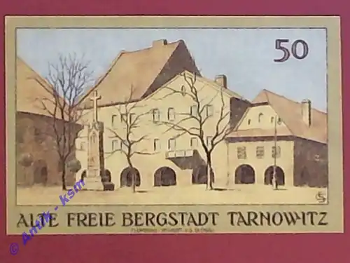 Tarnowitz , Notgeld 50 Pfennig Schein in kfr. M-G. 1312.1-2.a , Oberschlesien Seriennotgeld