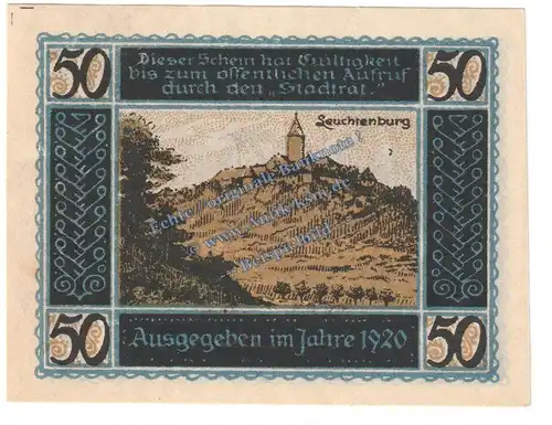 Kahla , Notgeld 50 Pfennig Scheine in kfr. Tieste 3325.05.37 , Thüringen 1920 Verkehrsausgabe