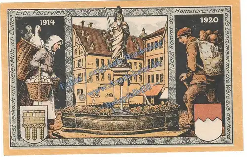 Kitzingen , Notgeld 50 Pfennig Schein in kfr. Tieste 3510.05.80 , Bayern 1920 Verkehrsausgabe