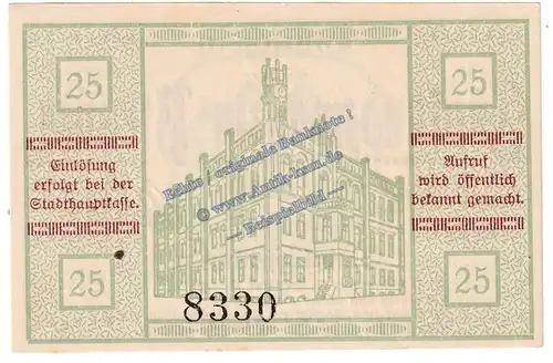 Kyritz , Notgeld 25 Pfennig Schein in kfr. Tieste 3785.05.05 , Brandenburg 1920 Verkehrsausgabe