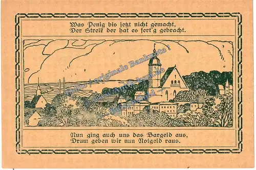 Penig , Notgeld 1 Mark Schein in kfr. Tieste 5550.05.01 , Sachsen 1922 Verkehrsausgabe
