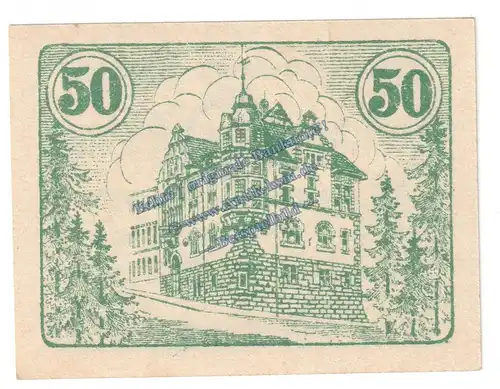 Auma , Notgeld 50 Pfennig Scheine -Wz- in kfr. Tieste 0265.05.20 , Sachsen 1920 Verkehrsausgabe