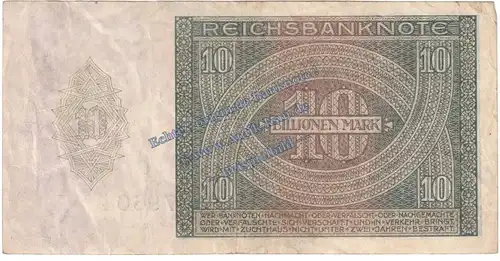 Banknote , 10 Billionen Mark Schein in gbr. DEU-167, Ros.134, M.137 Weimarer Republik - Inflation