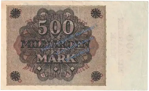 Banknote , 500 Milliarden Mark Überdruck in L-gbr. DEU-146.b, Ros.121, P.124 von 1923 , Weimarer Republik - Inflation
