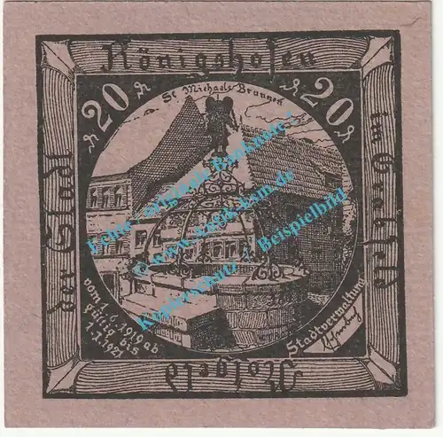 Königshofen , Notgeld 20 Pfennig Scheine in kfr. Tieste 3610.05.25 , Bayern 1919 Verkehrsausgabe