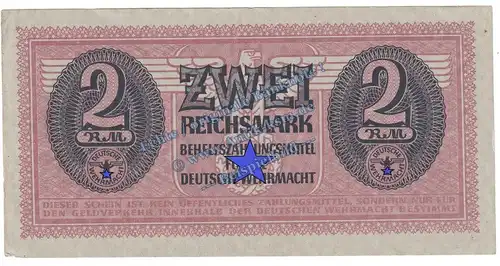 Banknote , 2 Mark Schein in kfr. DWM-7, Ros.506, M.37, deutsche Wehrmacht - 3. Reich