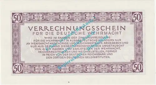 Banknote , 50 Mark Schein in kfr. DWM-11, Ros.514, M.41, deutsche Wehrmacht 1944 - 3. Reich