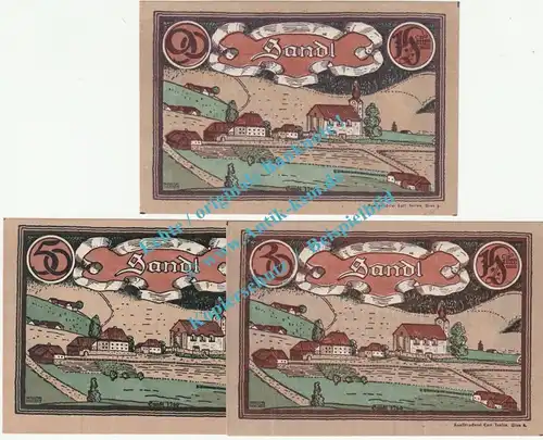 Sandl , Notgeld Set mit 3 Scheinen in kfr. K-K S.874.V.a , Oberösterreich 1920