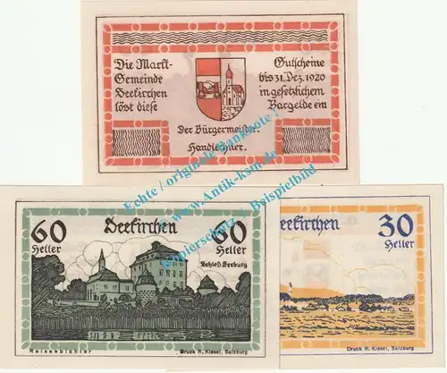 Seekirchen , Notgeld Set mit 3 Scheinen in kfr. K-K 987... Salzburg o.D