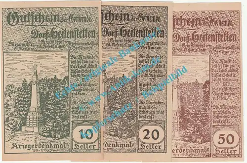 Seitenstetten , Notgeld Set mit 3 Scheinen in kfr. K-K 989... Niederösterreich 1920