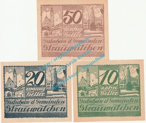 Strasswalchen , Notgeld Set mit 3 Scheinen in kfr. K-K 1047... Salzburg 1920