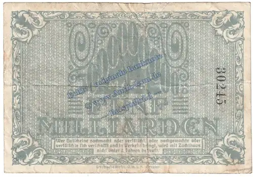 Rochlitz , Banknote 5 Milliarden Mark Schein in gbr. Keller 4591.II.e , Sachsen 1923 Grossnotgeld - Inflation