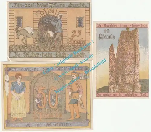 Osterode , Notgeld Set mit 3 Scheinen in kfr. M-G 1036.1 , Niedersachsen o.D. Seriennotgeld