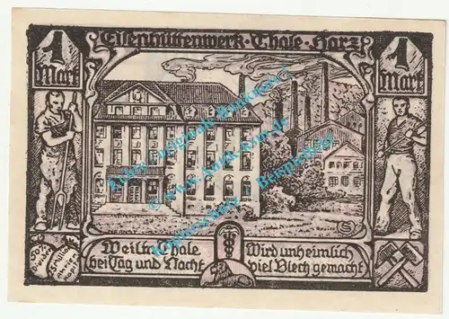 Thale , Notgeld 100 Pfennig -Zeilenabstand- in kfr. M-G 1320.4... Sachsen Anhalt 1921 Seriennotgeld