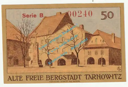 Tarnowitz , Notgeld 50 Pfennig --Serie KN-- in kfr. M-G 1312.2.b , Oberschlesien 1921 Seriennotgeld