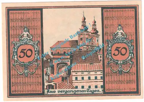 Glatz , Notgeld 50 Pfennig Nr.4 -rot- in kfr. M-G 431.2 , Schlesien o.D. Seriennotgeld