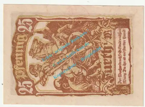 Furth i.W. Notgeld 25 Pfennig Schein in kfr. Tieste 2095.05.05 , Bayern 1920 Verkehrsausgabe