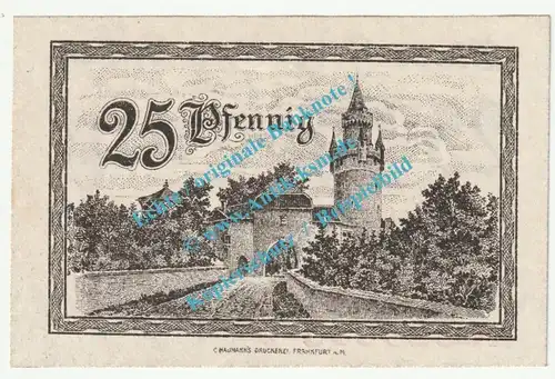 Friedberg , Notgeld 25 Pfennig Schein in kfr. Tieste 1995.05.15 , Hessen 1920 Verkehrsausgabe