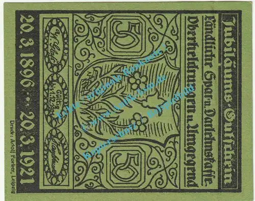 Oberheldrungen , Notgeld 50 Pfennig Nr.2 -grün- in kfr. M-G 995.1 , Thüringen 1921 Seriennotgeld
