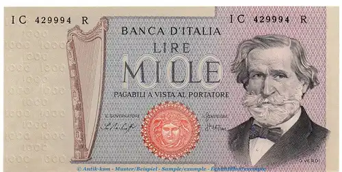 Banknote Italien , 1.000 Lire Schein in kfr. P.101 o.D. , Banca D Italia