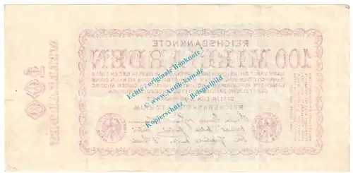 Banknote , 100 Milliarden Mark Schein in L-gbr. DEU-161.c, Ros.130, P.133 , Weimarer Republik - deutsche Reichsbank