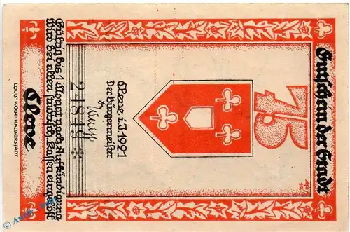 Notgeld Cleve , 75 Pfennig Schein Nr 4 in kfr. Mehl Grabowski 231.2 , von 1921 , Westfalen Seriennotgeld