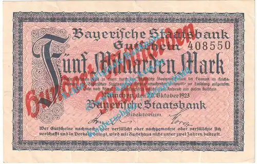 München , Notgeld 100 Milliarden Mark Schein in gbr. Keller 3657.k , Bayern o.D. Grossnotgeld Inflation