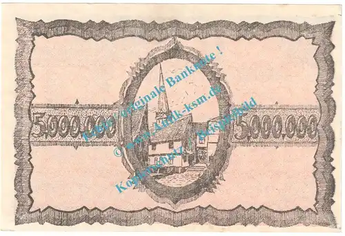 Mülheim , Notgeld 5 Millionen Mark Schein in gbr. Keller 3637.f , Rheinland 1923 Grossnotgeld Inflation