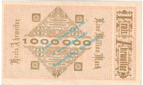 Ahrweiler , Notgeld 1 Million Mark -Stern- in kfr. Keller 28.a.39-41 , Rheinland 1923 Grossnotgeld Inflation