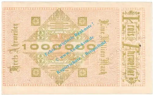 Ahrweiler , Notgeld 1 Million Mark -Siegel- in kfr. Keller 28.a , Rheinland 1923 Grossnotgeld Inflation