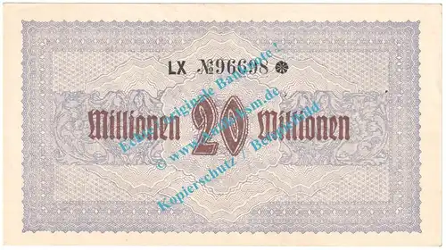 Coblenz , Notgeld 20 Millionen Mark Schein in kfr. Keller 866.g , Rheinland 1923 Grossnotgeld Inflation