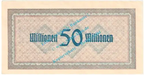 Coblenz , Notgeld 50 Millionen Mark Schein in kfr. Keller 866.o , Rheinland 1923 Grossnotgeld Inflation