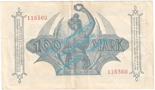 München , Notgeld 100 Mark Schein in gbr. Müller 3015.1.a , Bayern 1922 Grossnotgeld Inflation