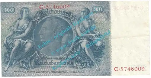 Reichsbanknote , 100 Mark Schein C-C in f-kfr. DEU-211, Ros.176, P.183, vom 24.06.1935 , 3.Reich - deutsche Reichsbank