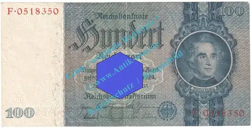 Reichsbanknote , 100 Mark Schein U-F in gbr. DEU-211, Ros.176, P.183, vom 24.06.1935 , 3.Reich - deutsche Reichsbank