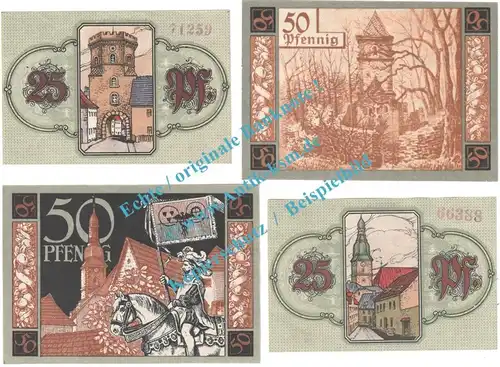 Wunsiedel , Notgeld Set mit 4 Scheinen in kfr. Tieste 8140.05.10-13 , Bayern 1918 Verkehrsausgabe