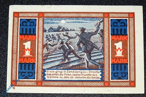 Notgeld Landsberg , 100 Pfennig Schein Nr 1 , Mai , Mehl Grabowski 763.2 a , von 1921 , Schlesien Serien Notgeld