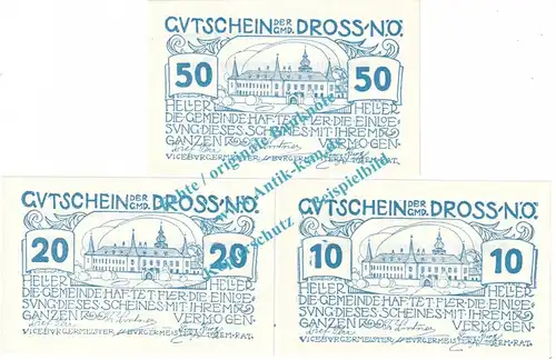 Dross , Notgeld Set mit 3 Scheinen in kfr. K-K 135.j , Niederösterreich o.D