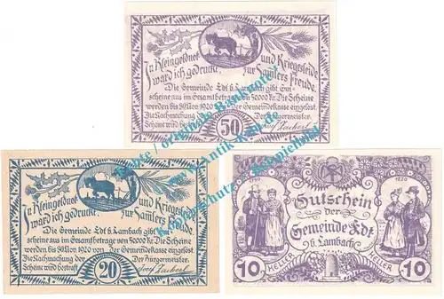 Edt b.L. Notgeld Set mit 3 Scheinen in kfr. K-K 151... Oberösterreich o.D
