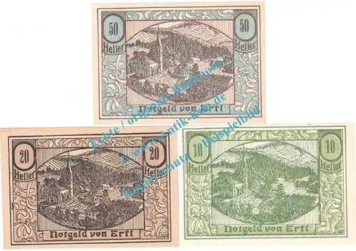 Ertl , Notgeld Set mit 3 Scheinen in kfr. K-K 185... Niederösterreich o.D