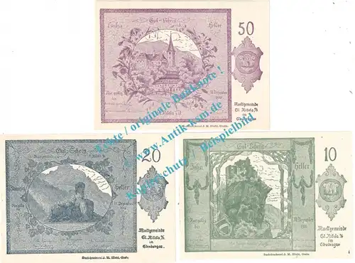 St.Nikola a.d.D. Notgeld Set mit 3 Scheinen in kfr. K-K 914.II , Oberösterreich o.D