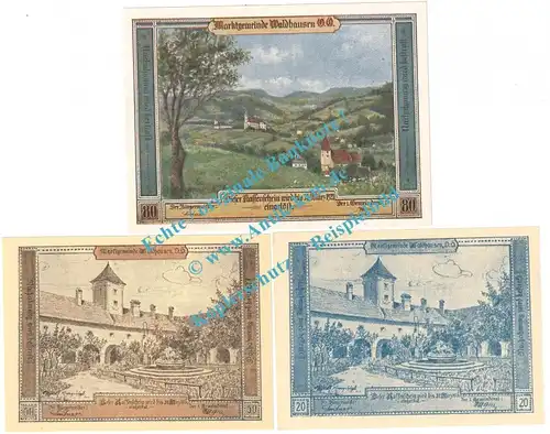 Waldhausen , Notgeld Set mit 3 Scheinen in kfr. K-K 1131... Oberösterreich o.D