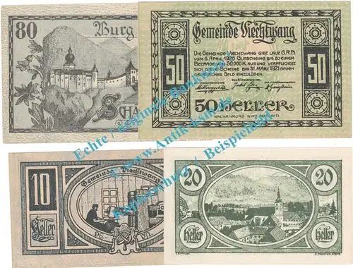 Viechtwang , Notgeld Set mit 4 Scheinen in kfr. K-K 1109... Niederösterreich 1920