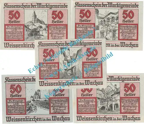 Weissenkirchen i.d.W. Notgeld Set mit 5 Scheinen in kfr. K-K 1158.I , Niederösterreich 1920