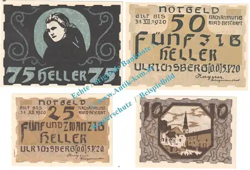 Ulrichsberg , Notgeld Set mit 4 Scheinen in kfr. K-K 1091.I... Oberösterreich 1920