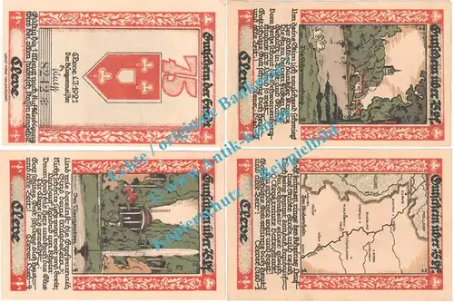 Cleve , Notgeld Set mit 4 Scheinen in kfr. M-G 231.2 , Westfalen 1921 Seriennotgeld