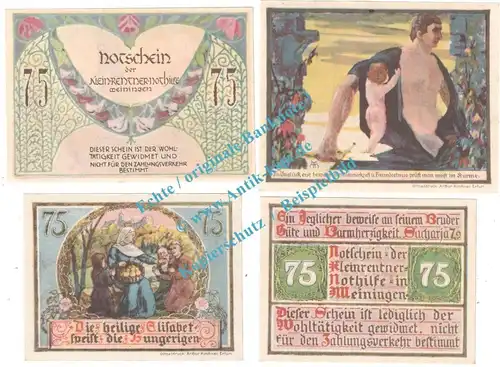 Meiningen , Notgeld Set mit 4 Scheinen unc.kfr. M-G 876.1 , Thüringen o.D. Seriennotgeld