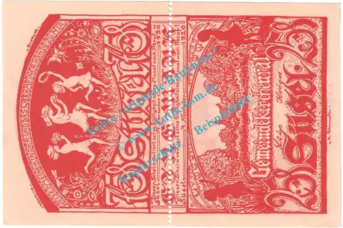 Süsel , Notgeld 100 Pfennig Doppelschein Nr.4 in kfr. M-G 1301.2 , Schleswig Holstein 1920 Seriennotgeld