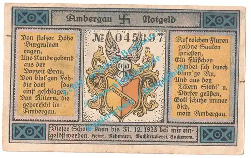 Bockenem , Notgeld 25 Pfennig Schein Nr.1 in kfr. M-G 130.1.a , Niedersachsen o.D. Seriennotgeld